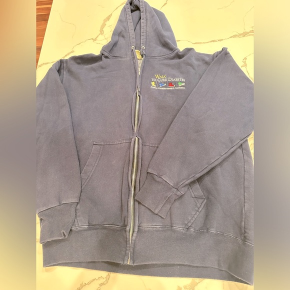 🌸Large Blue Zip Up Hoodie - Walk to Cure Diabetes JDRF🌸 - Picture 1 of 4